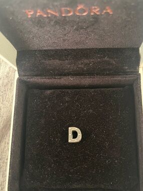 Pandora Silver Pavé 'D' Letter Charm